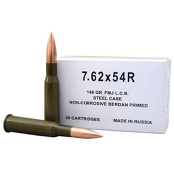 Wolf 7.62x54R 148 Grain FMJ Steel-Case Rifle Ammo - 500 Rounds - 76254FMJ - $319.95 (Free S/H over $175) - $319.95