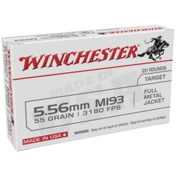 Winchester 55gr FMJ 5.56x45 M193 Ammunition 20 Rounds - $9.99 - $9.99