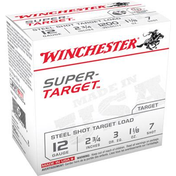 Winchester Super Target Steel 12 GA 2-3/4" 1-1/8 oz #7.5 shot 25rd box - Brass Casing - $10.49 (Free Shipping on Firearms) - $10.49