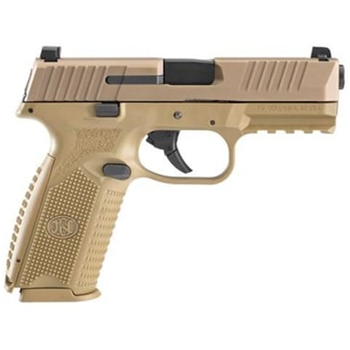 FN 509 Flat Dark Earth No Manual Safety 17+1 9mm Pistol - 17+1 Rounds, 4" Barrel, Polymer Grips, FDE/Tan, 3-Dot Sights - $438.77 (Free Shipping on Firearms) - $438.77