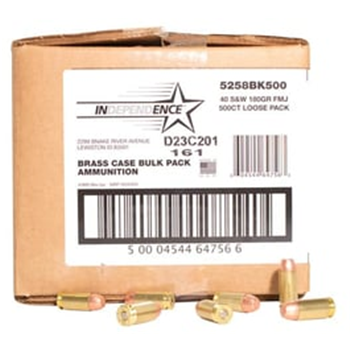 Independence 40 S&amp;W 180 Gr FMJ Independence 500 Round Case (Loose) - $139.99 - $139.99