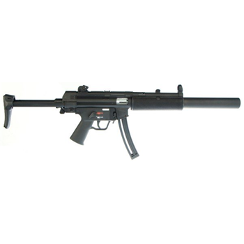 
		  	    
		  		  Description:   The HK SD Semi-Automatic Rifle is the full-time suppressed version of the MP5 submachine gun. It includes the SD-style forearm, retractable stock and integral compensator. The HK MP5 SD Semi-Automatic Rifle in .22 L.R. is manufactured exclusively by Walther under license from HK. It is the only genuine HK tactical rimfire replica available in the world.
Caliber - .22 Long Rifle
Mag Capacity - 25 rnds
Weight w/out Mag - 5.9 lbs
Overall Length - 26.8â€“33.8 in
Barrel Length - 16.1 in
Barrel Twist - 1 in 13-3/4 in
Grooves - 6
Operation - Blowback
Front Sight - Interchangeable Posts
Rear Sight - Adjustable Wind &amp; Elevation
SKU#: HK5780311

		  	