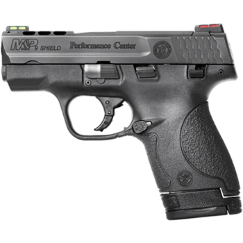 
		  	    
		  		  Description:   Smith &amp; Wesson M&amp;P Shield, Performance Center, Semi-automatic, Double Action Only, Compact, 9MM, 3.1" Barrel, Polymer Frame, Black Finish, 7 &amp; 8RD, 2 Mags, Ported Barel, Thumb Safety, HiViz Sights 10108
Stock Number:
SW10108 
Manufacturer id:
S&amp;W 
Accessories:
2 Mags 
Action:
Semi-Automatic 
Type of Barrel:
Ported 
Barrel Length:
3.1" 
Capacity:
7Rd &amp; 8Rd 
Finish/Color:
Black 
Frame/Material:
Polymer 
Caliber:
9mm 
Manufacturer:
Smith &amp; Wesson 
Manufacturer part #:
10108 
Model:
Performance Center 
Safety:
Thumb Safety 
Sights:
HiViz 
Size:
Compact 
Type:
Double Action Only

		  	
