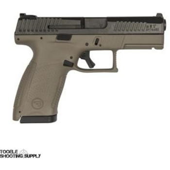   CZ USA P-10 Compact 9mm Semi-Auto Pistol, FDE Frame, Black Slide, Night Sights, 4&quot; Barrel, 10-RD - $398 ($9.95 Flat S/H)