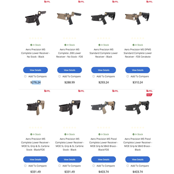   Aero Precision M5 Complete 308 Win Lower Receivers from $276.24 - $276.24