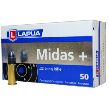   Lapua Midas Plus .22 LR Ammunition 40 Gr LRN 5000 Rnd (100 Boxes) - $1525 (Free S/H over $99 w/code "FREESHIP")