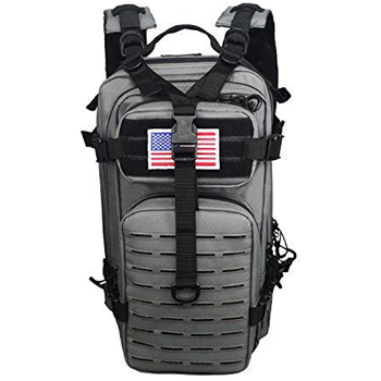   Warriors Product Small Assault Backpack Military Tactical Backpack Molle Bag with Flag Patch for Outdoor (Grey/Black) - $27.99 (Free S/H over $25) - $27.99