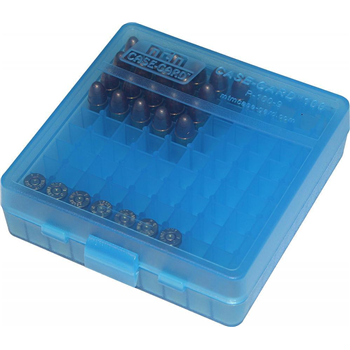   MTM 100 Round Flip-Top Ammo Box 380/9MM Cal (Clear Blue) - $3.95 (Free S/H over $25) - $3.95