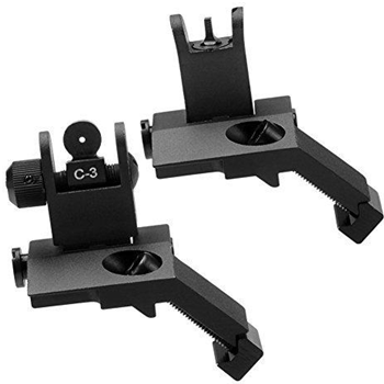   45 Degree Offset Backup Iron Sights, Front and Rear Canted Flip Up Sight Set for Picatinny and Weaver Rail - $24.99 (Free S/H over $25) - $24.99