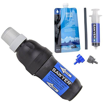   Sawyer Products SP137 Squeeze Water Filtration System with One Pouch, Straw, and Hydration Pack Adapters, Black/Blue - $30.10 (Free S/H over $25) - $30.10