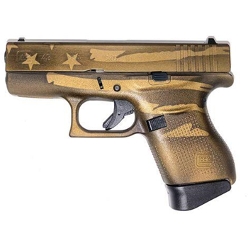   Glock 43 9mm Pistol, Battleworn Bronze Distressed Flag - $699.99 - $699.99