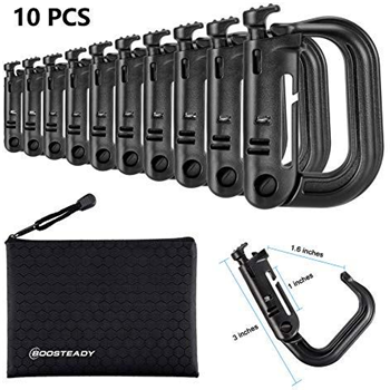   BOOSTEADY 10 Pack Multipurpose D-Ring Grimlock Locking for Molle Webbing with Zippered Pouch - $9.99 (Free S/H over $25) - $9.99