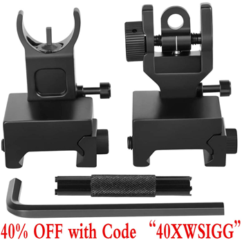   Gogoku Flip Up Iron Sight Front Rear Sight Compatible for Picatinny Rail with Adjustment Tool - $11.99 with code "40XWSIGG" (Free S/H over $25) - $11.99