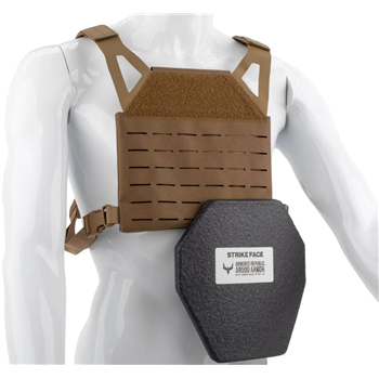   AR500 Armor Coyote Freeman Carrier with 2 9" x 9" Multi-Curve, Build Up Layer Plates Bundle - $260 - $260.00