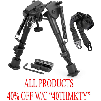   Gogoku Bipod & Sling Combo with Adapter Mount for 20mm Rail Hunting 6 to 9 Inches Bipod - $15.99 w/c "40THMKTY" (Free S/H over $25) - $15.99