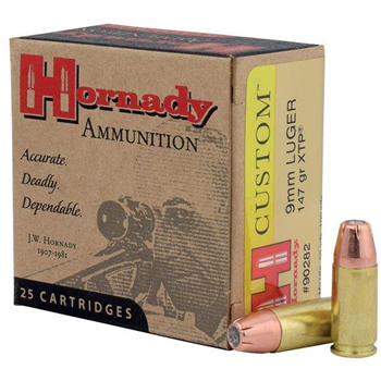   Hornady 9mm 147gr XTP Custom Pistol Ammunition 25rds - $29.99