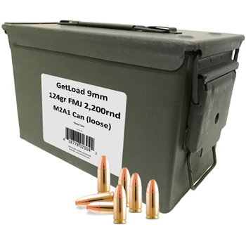   GetLoad 9mm 124 Grain FMJ 2,200 rds M2A1 Sealed Can - $1499.99