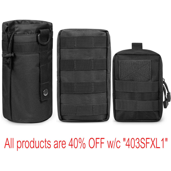   3-Pack Combo Molle Pouch Water Bottle Pouch Holder Tactical Molle Pouches Waist Bag Pack - $10.19 w/c "403SFXL1" (Free S/H over $25) - $10.19