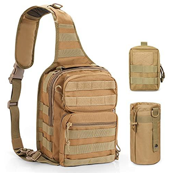   Gogoku 3-Pack Combo Tactical Sling Pack & Molle Pouch Waist Bag Pack & Water Bottle Pouch Holder Khaki - $10.99 w/c "50M986UX" (Free S/H over $25) - $10.99