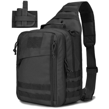   Tactical Sling Bag Backpack Assault Range Bag w/ Gun Holster (Black, FDE) - $25.99 (Free S/H over $25) - $25.99