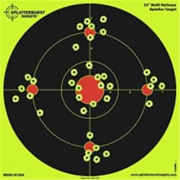 Splatterburst Targets 12" Multi-Bullseye Reactive Shooting Target - Shots Burst Bright Fluorescent Yellow Upon Impact (50 Pack) - $28.99 (Free S/H over $25) - $28.99