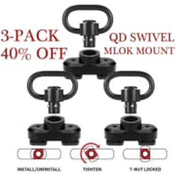 3-Pack Sling Swivel 1.25” Loop with Sling Adapter for MLOK Rail System Tactical Heavy Duty Detachable Push Button Swivels - $7.19 40% off w/c "40IABMDR" (Free S/H over $25) - $7.19