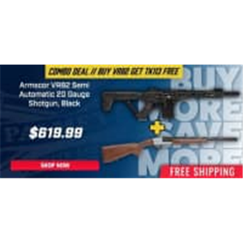 Armscor VR82 Semi Automatic 20 Gauge Shotgun, Black - VR82 + Rock Island TK113 20" 12 GA Single Shot Shotgun - $619.99 + Free Shipping - $619.99
