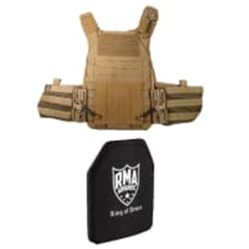 Brownells GG Coyote Plate Carrier with 2 RMA Level IV Plates (FDE, BLK) - $437.99 after code "MC3" - $437.99