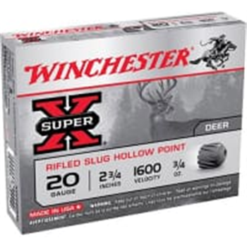 Winchester Super-X 20 Ga 3/4 Oz Rifled Slug 5 Rnds - $7.49 - $7.49