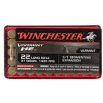 Winchester Ammo Varmint HE 22 LR 37 gr 3/1 Segmenting Expansion 50 Bx - $7.99 - $7.99