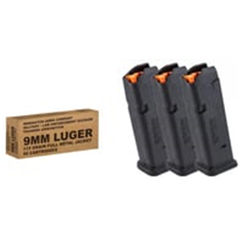 Brownells 200rds 9mm 115gr With 3x G19 15rd Mags - $119.99 after code "PTT" - $119.99