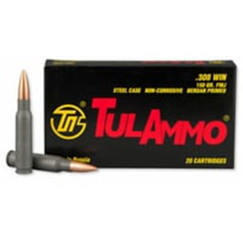 Tulammo .308 Win, 150gr FMJ, Steel Case, 20 Round Box, 500rd case - $279.48 - $279.48