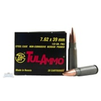 Tula 7.62x39mm 122gr FMJ Steel Case Ammuniton 20rds - UL076201 - $8.99 - $8.99