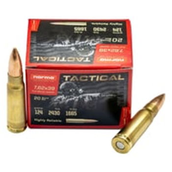 Norma Tactical 124 gr FMJ 7.62x39 Ammunition, 20 Rounds - $10.99 - $10.99