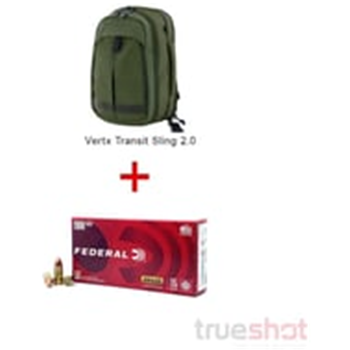 FREE!! 150 Rounds Federal 9mm 115 Grain FMJ with Vertx Transit Sling 2.0 Canopy Green Sling - $175.99 - $175.99