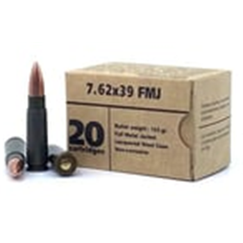Barnaul 7.62x39 123 Grain FMJ Steel Lacquered Case 500 Rounds - $214.50 - $214.50