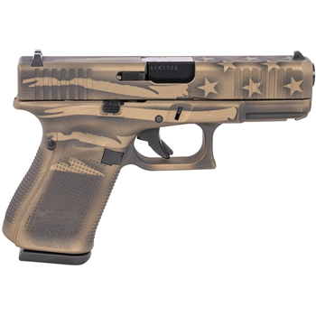 Glock G19 Gen5 Black/Coyote Battle Worn Flag 9mm 4.02" Barrel 15-Rounds - $606.99 ($7.99 S/H on firearms) - $606.99