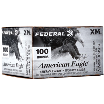 Federal Ammo 5.56x45mm 55Gr American Eagle FMJ 100rd - $59.39 - $59.39