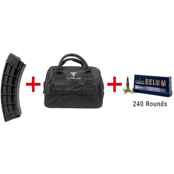 1 US Palm Magazine Polymer Steel Latch 7.62x39 30 Rnds Black Fits AK-47 w/ Full Forge Gear Ammo/Tool/Range Bag Black w/ Belom 7.62x39 123Gr FMJ 240 Rounds - $172.99 - $172.99