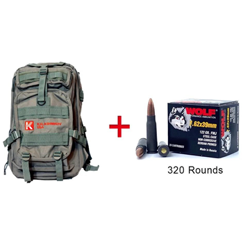 Wolf Performance 7.62x39 122 Gr FMJ 320 Rounds with Kalashnikov Backpack - $199 - $199.00