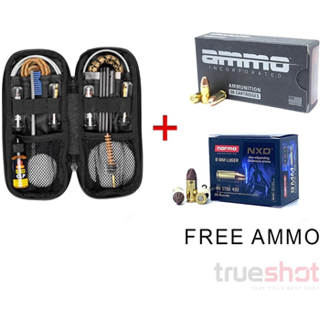 FREE Box of Ammo Inc Stelth 9mm 165Gr FMJ 50 Rnd &amp; Norma 9mm 65 Gr NXD 20 Rnd w/ Otis 223/5.56/9mm Defender Series Cleaning Kit - $109.99 - $109.99