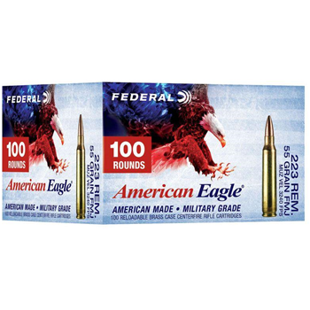 Federal American Eagle 55 gr FMJBT .223 Remington Ammunition, 100 Rounds - AE223BLX - $59.99 - $59.99