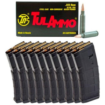 Tula 55gr FMJ Steel Case .223 200 Rnd &amp; 10 Magpul PMAG 30rd Gen2 MOE 5.56x45 Magazines - $149.99 - $149.99