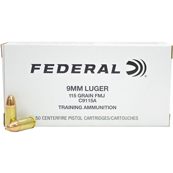 Federal 9mm 115gr FMJ Training Ammo 50 Rnd - $21.99 ($11.99 S/H) - $21.99