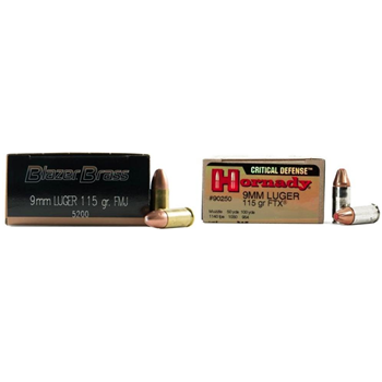 CCI Blazer Brass 9mm 115gr FMJ 500Rds &amp; Hornady 9mm 115gr FTX Critical Defense 25Rds - $239.99 + Free Shipping - $239.99