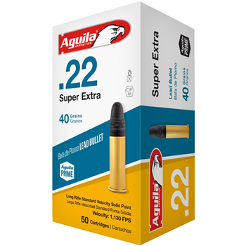 Aguila 1B220332 Super Extra Standard Velocity 22 LR 40 gr Lead Solid Point 50 Bx - $3.99