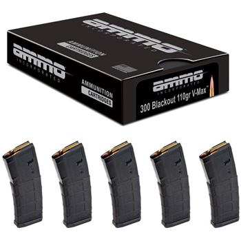 100rds Ammo Inc Signature 110gr V-Max 300 Blackout &amp; 5 Magpul PMAG 30rd Magazines - $119.99 - $119.99