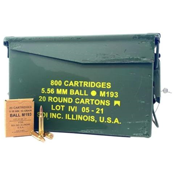 Indian Ordnance 5.56x45mm 55 Grain M193 FMJ 800 Rounds - $381.60 - $381.60