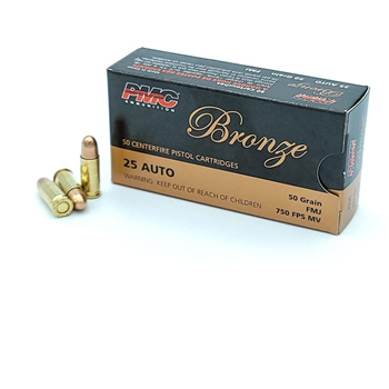 PMC - Bronze - 25 Auto - 50 Grain - FMJ - 50 Rounds - $24.89 - $24.89