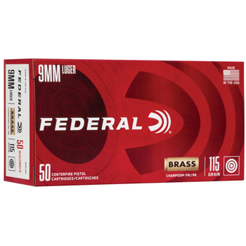 Federal Championion Handgun 9mm 115 gr FMJ 1000 Round - $329.99 - $329.99